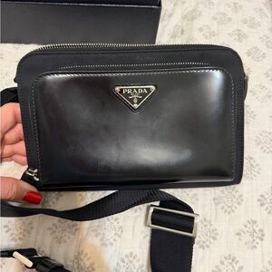 PRADA BOX LEATHER AND RE- NYLON BAG